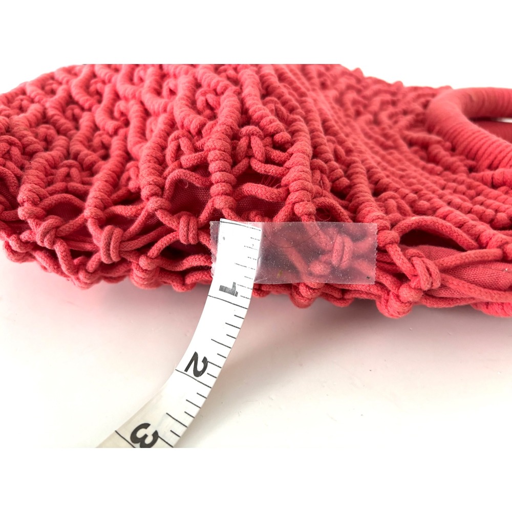 Sigrid Olsen Handcrafted Coral Crochet Tote Wooden Handles Resort Bag Lined NWT - Picture 9 of 16